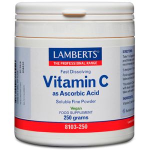 Vitamina C en polvo como ácido ascórbico de Lamberts